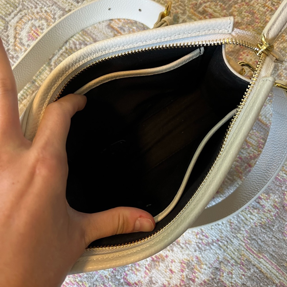 Article & Goods White Pebble Grain Leather Crossbody View 6